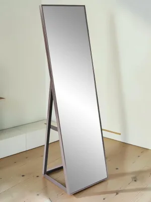 Rectangular Full Length Standing Mirror, Brushed Brass Finish, 64.5 in x 18.5 in