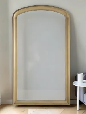 Arched Floor Mirror, Goldtone Finish, 40" W x 68.9" H