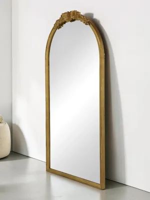Full Body Floor Mirror, Arched Wood Frame Dressing Mirror, 19 x 56 Inch Gold