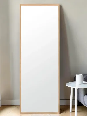 Full Length Floor Mirror, Solid Wood Frame, 64.2" x 21.3", Brown