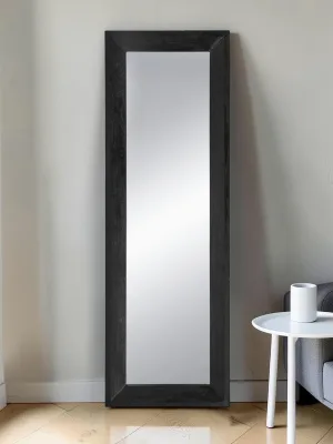 Full Length Floor Mirror, Acacia Wood Frame, 29.5x4.7x90.6 Inch, Black