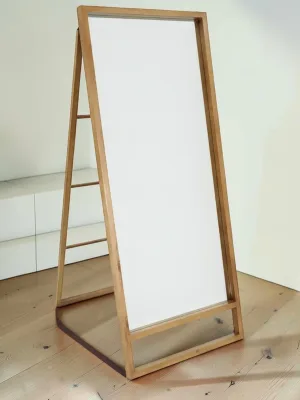 Floor Mirror, Wood Frame with Ladder-Back Easel, 28.13" W x 26.0" D x 67.25" H