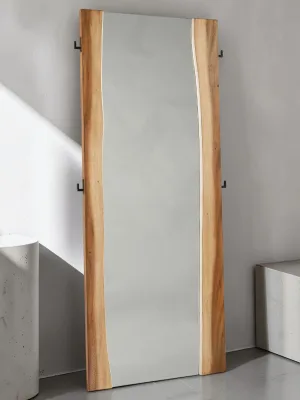Full Length Standing Floor Mirror, Smokey Walnut Wood Frame, 31 x 76 Inch